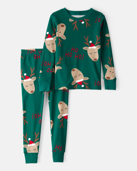baby reindeer snug fit 2-piece pajamas - green