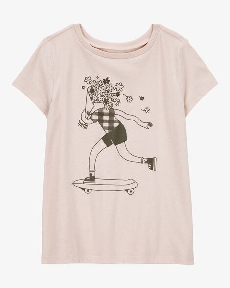  Product image 1 of Kid Floral Skater Girl Graphic Tee - Tan