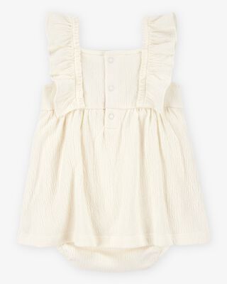 Product image 2 of Baby Floral Flutter Bodysuit Dress - Ivory