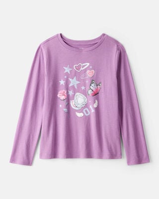 Girls Skiing Long-Sleeve Graphic Tee - Blue