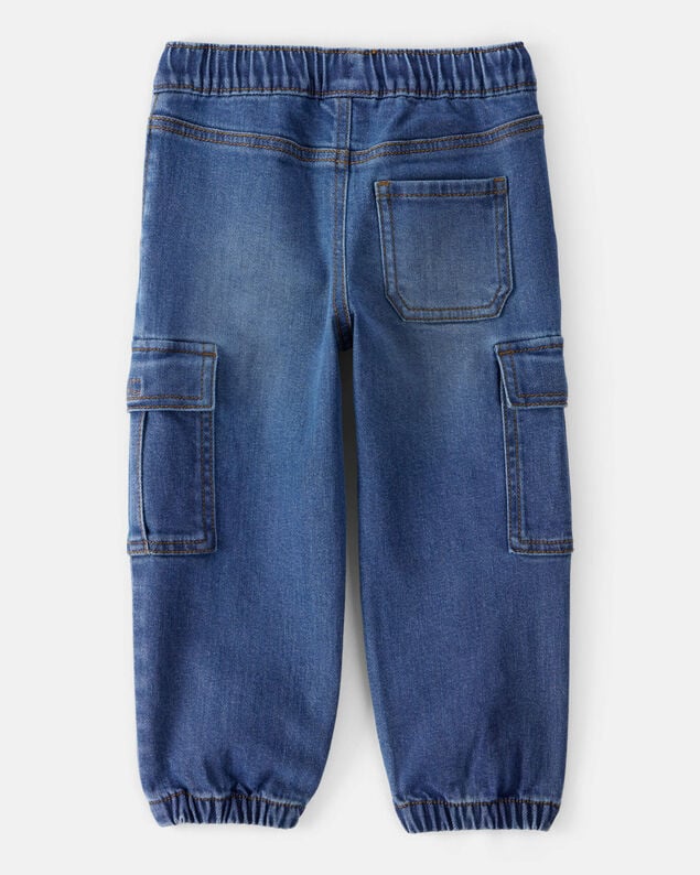 Product image 2 of Toddler Boy Denim Cargo Joggers - Blue