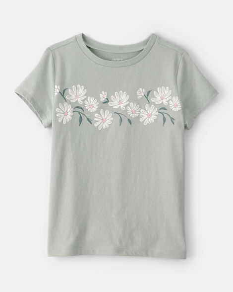 girls daisy floral short-sleeve graphic tee - green