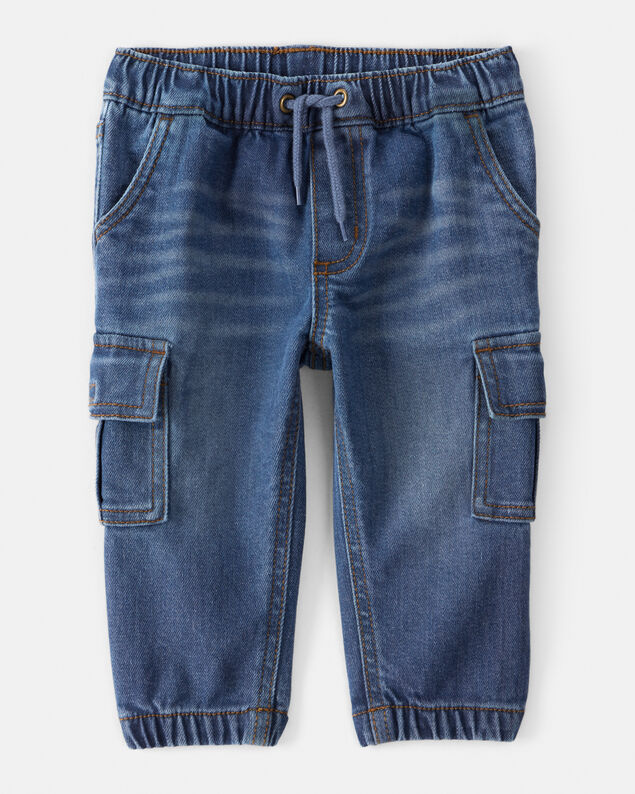 Product image 1 of Baby Boy Denim Cargo Joggers - Blue