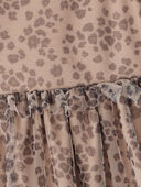 Brown - Toddler Girl Leopard Print Sleeveless Tulle Occasion Dress - Brown, Selected