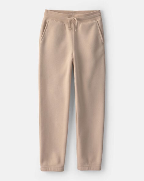 Boys Fleece Drawstring Knit Joggers - Tan