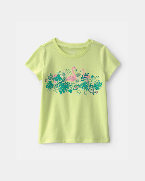 toddler girl flamingo graphic tee - green
