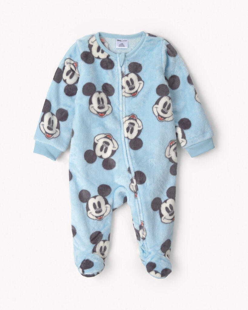 Carter's baby boy 2-way zip disney© mickey mouse cozy sleep & play pajamas 3M Blue