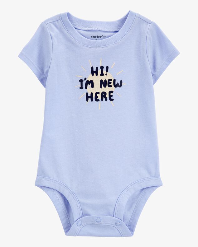 Product image 1 of Baby "I'm New Here" Short-Sleeve Bodysuit - Blue