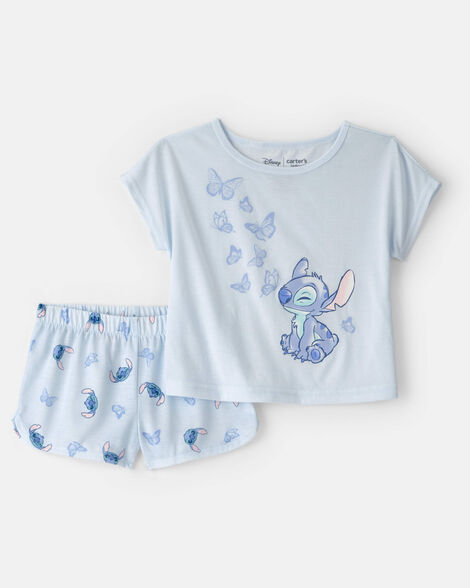 toddler girl 2-piece disney© lilo & stitch short-sleeve pajama set - blue