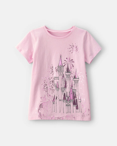 girls disney© castle graphic tee - pink