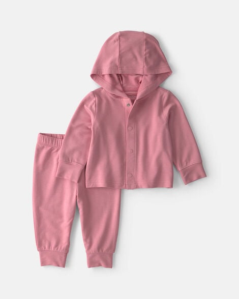 baby girl 2-piece purelysoft™ hoodie layering set - pink