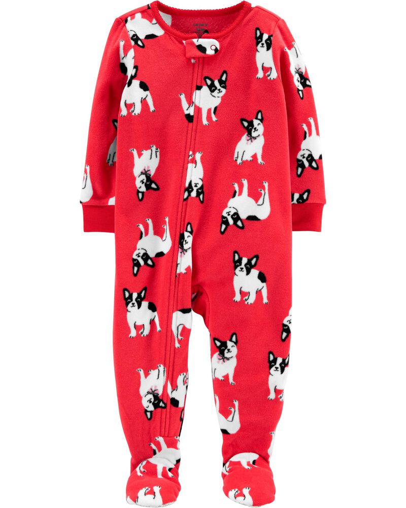 1 Piece French Bulldog Fleece Footie Pjs Carters Com