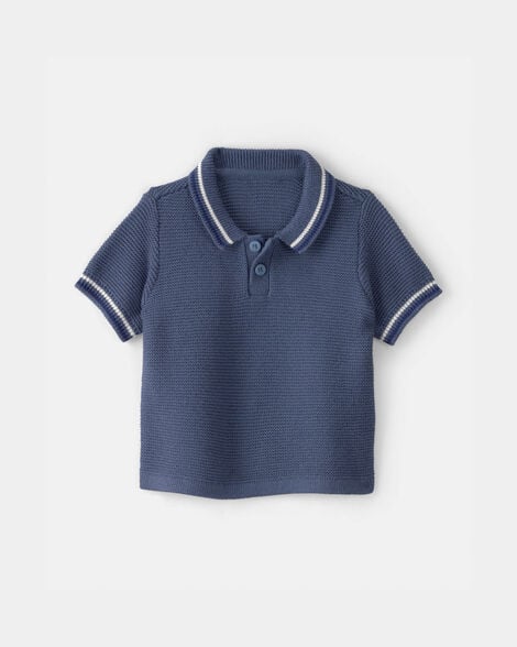 Baby Boy Sweater Polo Shirt - Navy