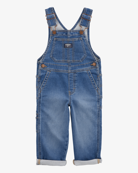 Toddler Stretch Denim Overalls - Medium Wash