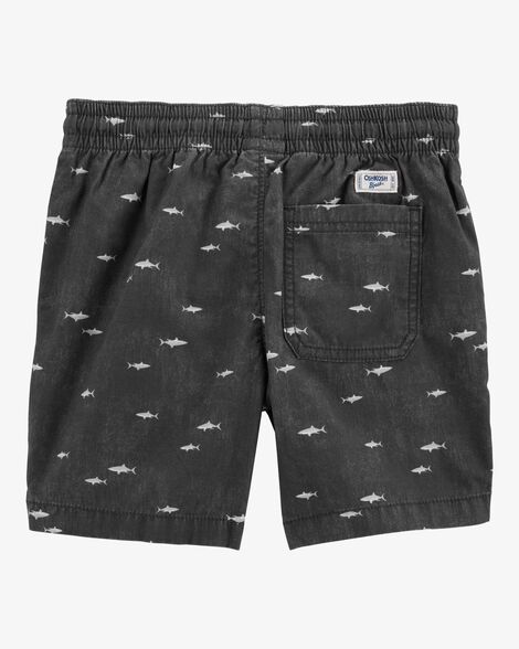  Product image 2 of Kid Shark Print Pull-On Bermuda Short - Black