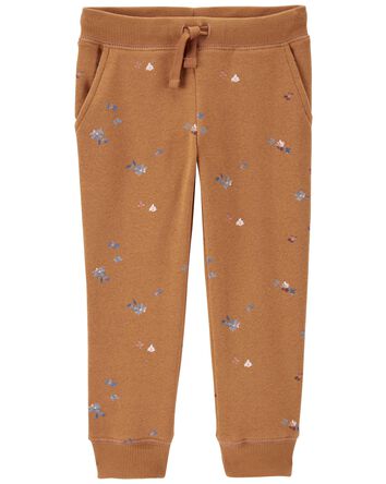 Toddler Pull-On Floral Print Fleece Pants