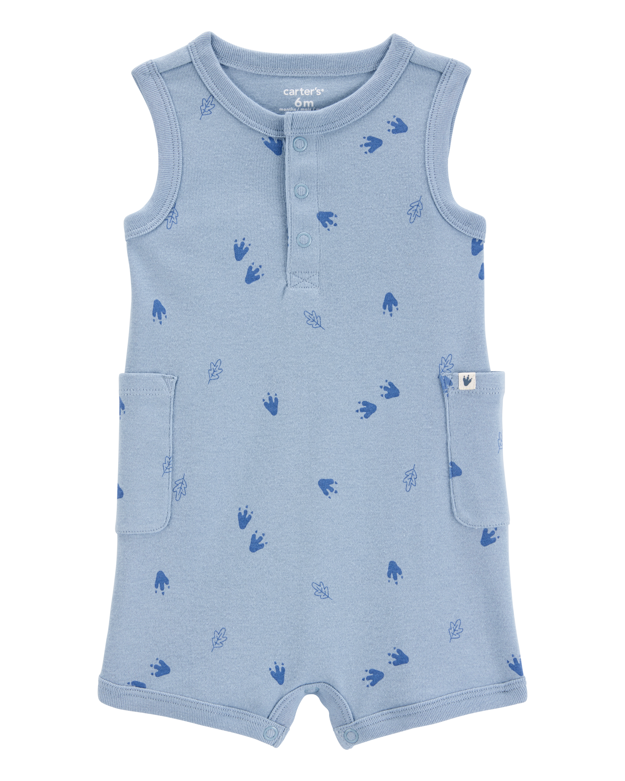 Baby Boy Dinosaur Cotton Romper - Blue