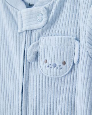 Product image 2 of Baby Dog Pocket 2-Way Zip Ribbed Sleep & Play Pajamas - Blue