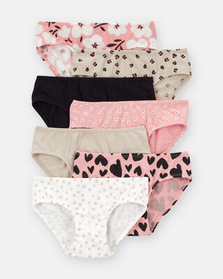 Product image 1 of Toddler Girl 7-Pack Leopard Print Hipster Underwear - White/Pink/Brown/Black