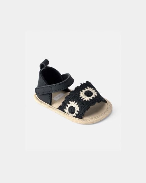 baby girl crochet sandals - black