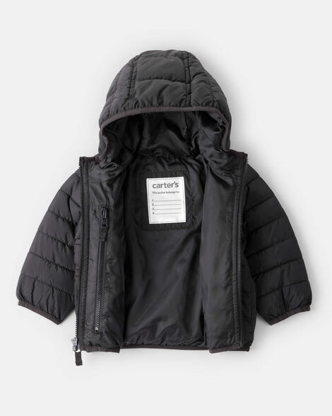 Baby Packable Hooded Puffer Jacket - Navy Blue
