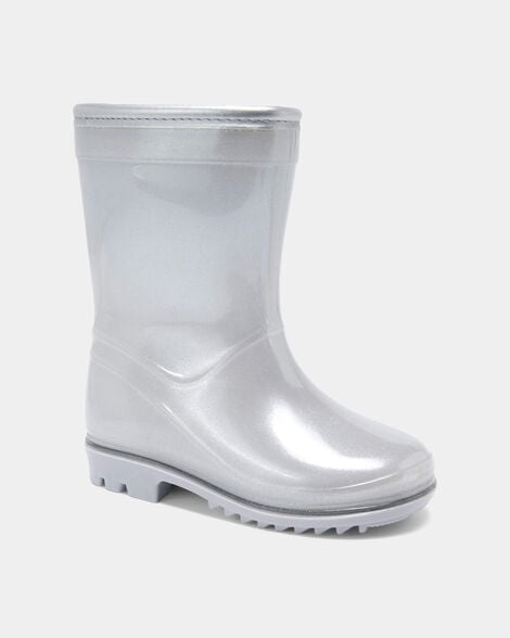 toddler girl rain boots - silver