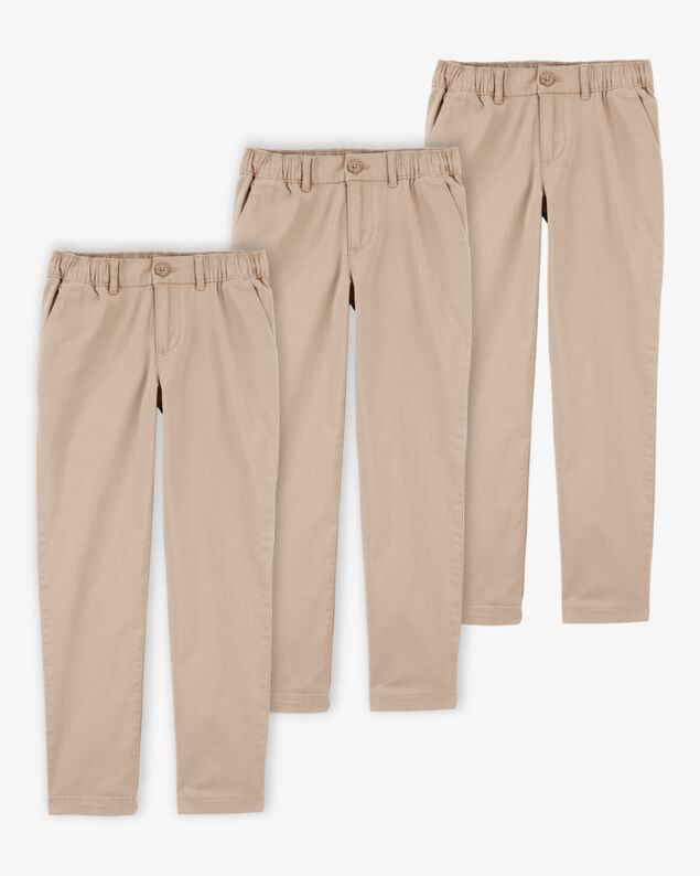 Product image 1 of Kid 3-Pack Stretch Chino Uniform Pants - Khaki