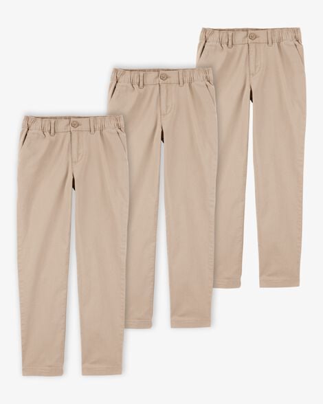 Product image 1 of Kid 3-Pack Stretch Chino Uniform Pants - Khaki
