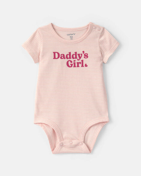 baby girl 'daddy's girl' striped short-sleeve graphic bodysuit - pink/white