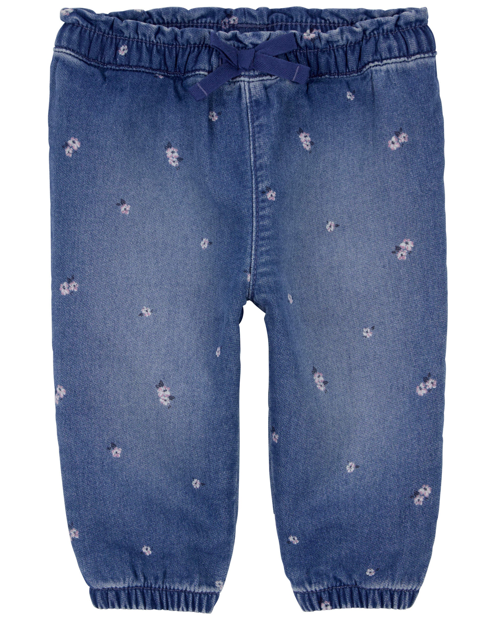 Baby Floral Print Knit Like Denim Joggers
