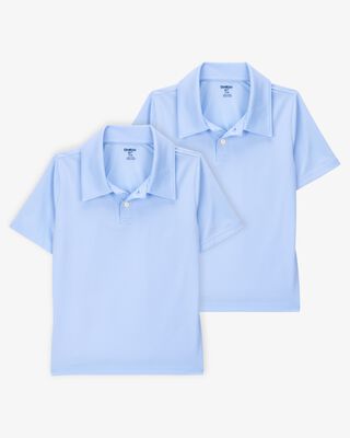 Product image 1 of Kid 2-Pack Active Uniform Polo Shirts in Moisture Wicking BeCool™ Fabric - Blue