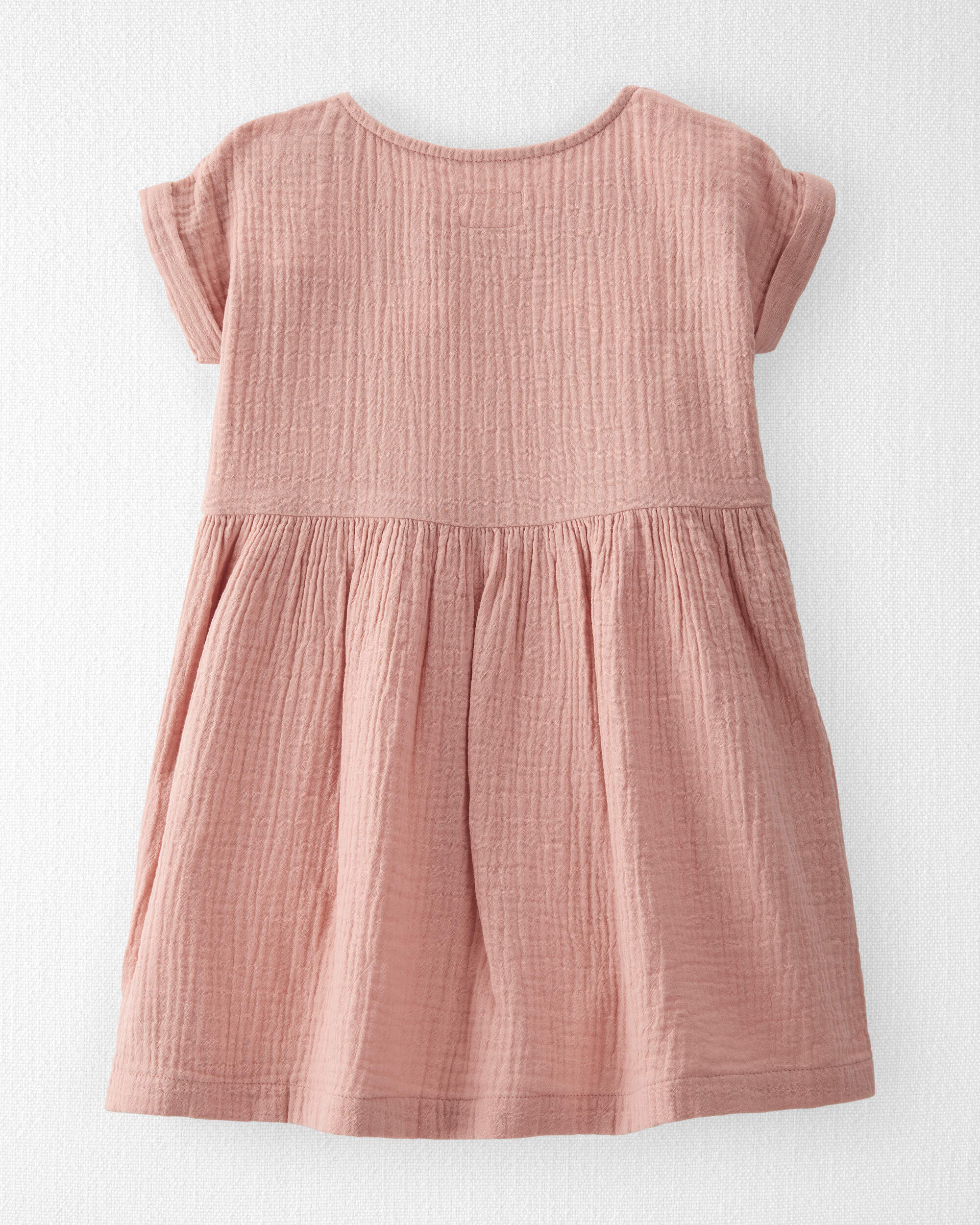 Toddler Organic Cotton Gauze Dress in Pink - Little Planet
