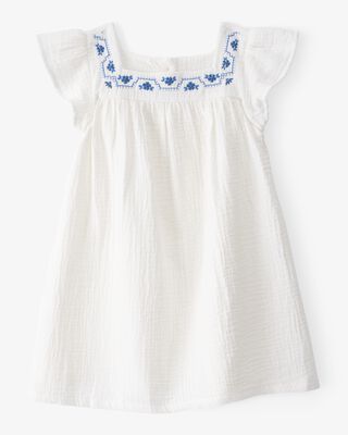 Product image 1 of Toddler Solid Flutter-Sleeve Dress - White