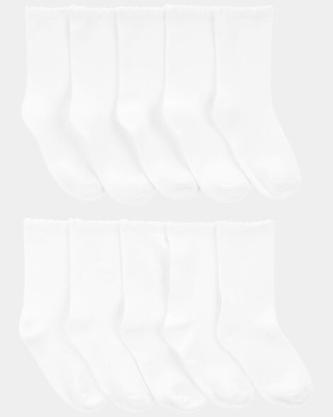 girls 10-pack scallop crew socks
