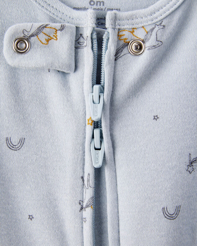 Product image 2 of Baby Girl Unicorn Star Print 100% Cotton Long-Sleeve 2-Way Zip Sleep & Play - Blue