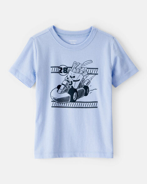 toddler boy racing french fries short-sleeve graphic tee - blue