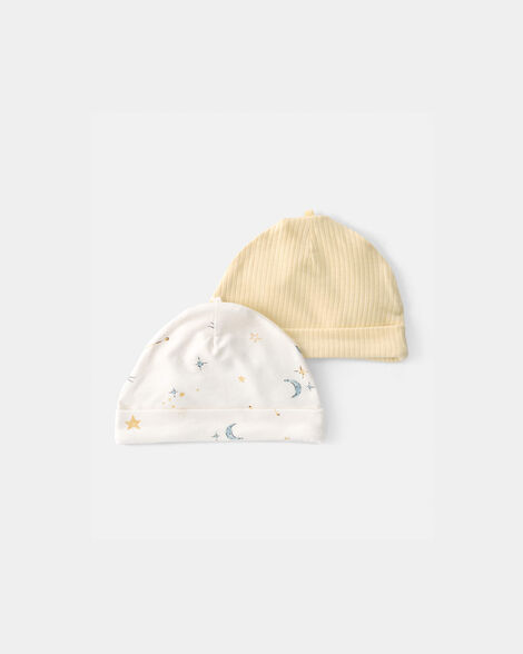 baby 2-pack constellation purelysoft caps - yellow/cream