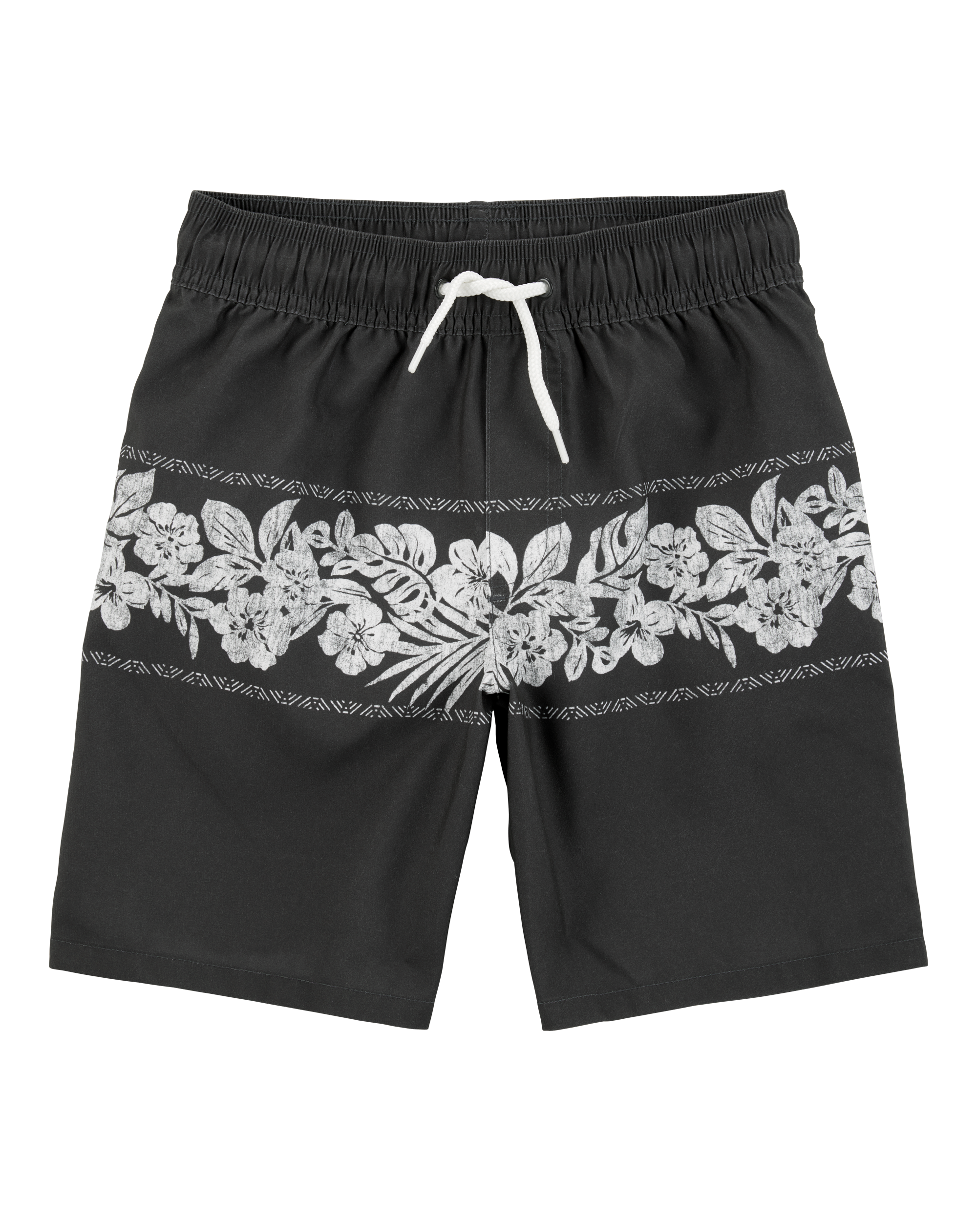 Boys Tropical Swim Trunks-Black