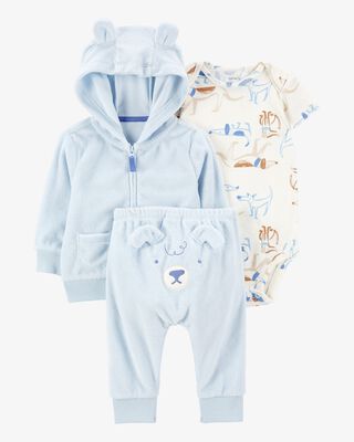 Carter's 3pc Baby Boy Blue Dog Bodysuit, Hoodie and Pants Set main image 1