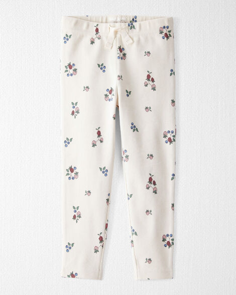 Toddler Girl Organic Cotton Ribbed Knit Pants in Berry Blossom Print