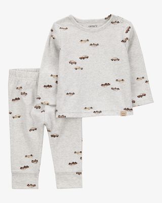 Product image 1 of Baby 2-Piece Car Print Long-Sleeve Tee & Pant Set