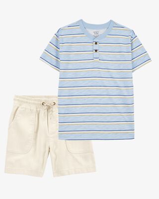 Product image 1 of Kid 2-Piece Henley & Shorts Outfit Set