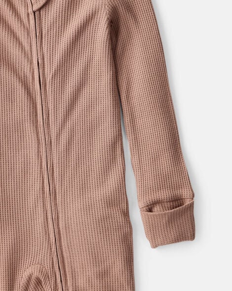 Baby Solid PurelySoft Long-Sleeve 2-Way Zip Sleep & Play Pajamas - Brown