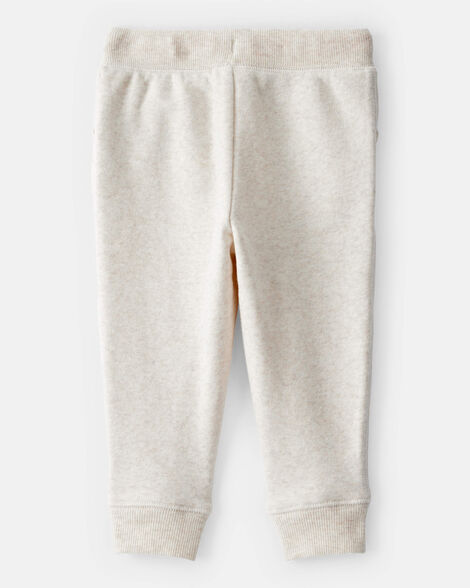 Product image 2 of Baby Girl Solid Fleece Drawstring Joggers - Oatmeal