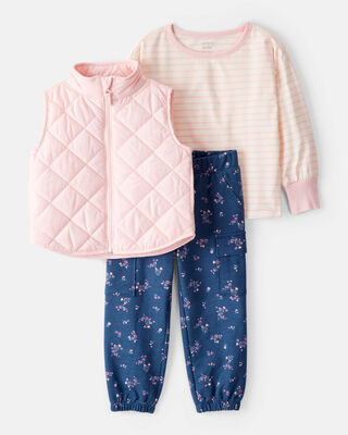 Toddler Girl 2-Piece Floral Cotton Long-Sleeve Tee & Pant Set - Purple
