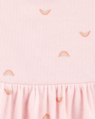 Product image 2 of Baby 2-Piece Rainbow Peplum Bodysuit Pant Set - Pink