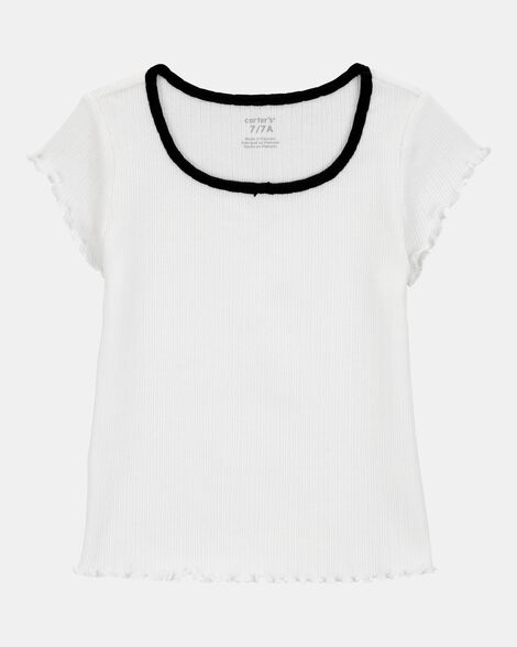 kid pointelle baby tee - white