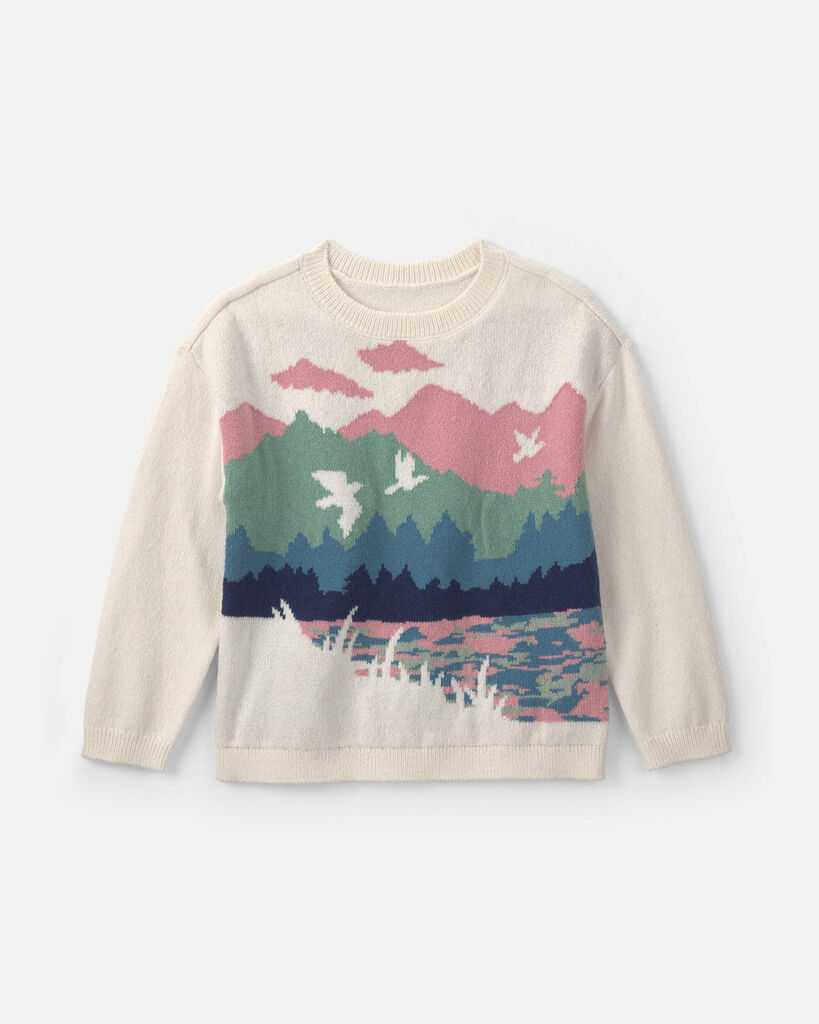 OshKosh B'gosh Girls Duck Landscape Sweater 10 Cream/Green