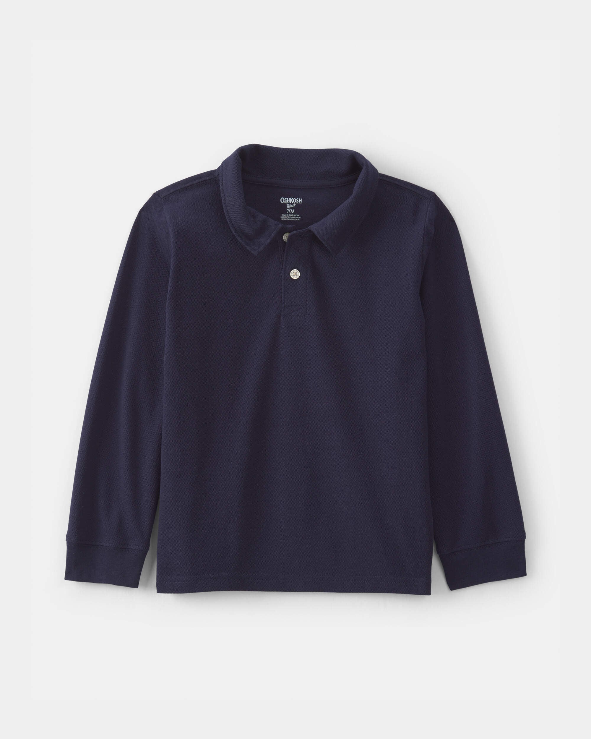 OshKosh Bgosh Boys Uniform Piqu Long-Sleeve Polo Shirt 10 Navy 12$