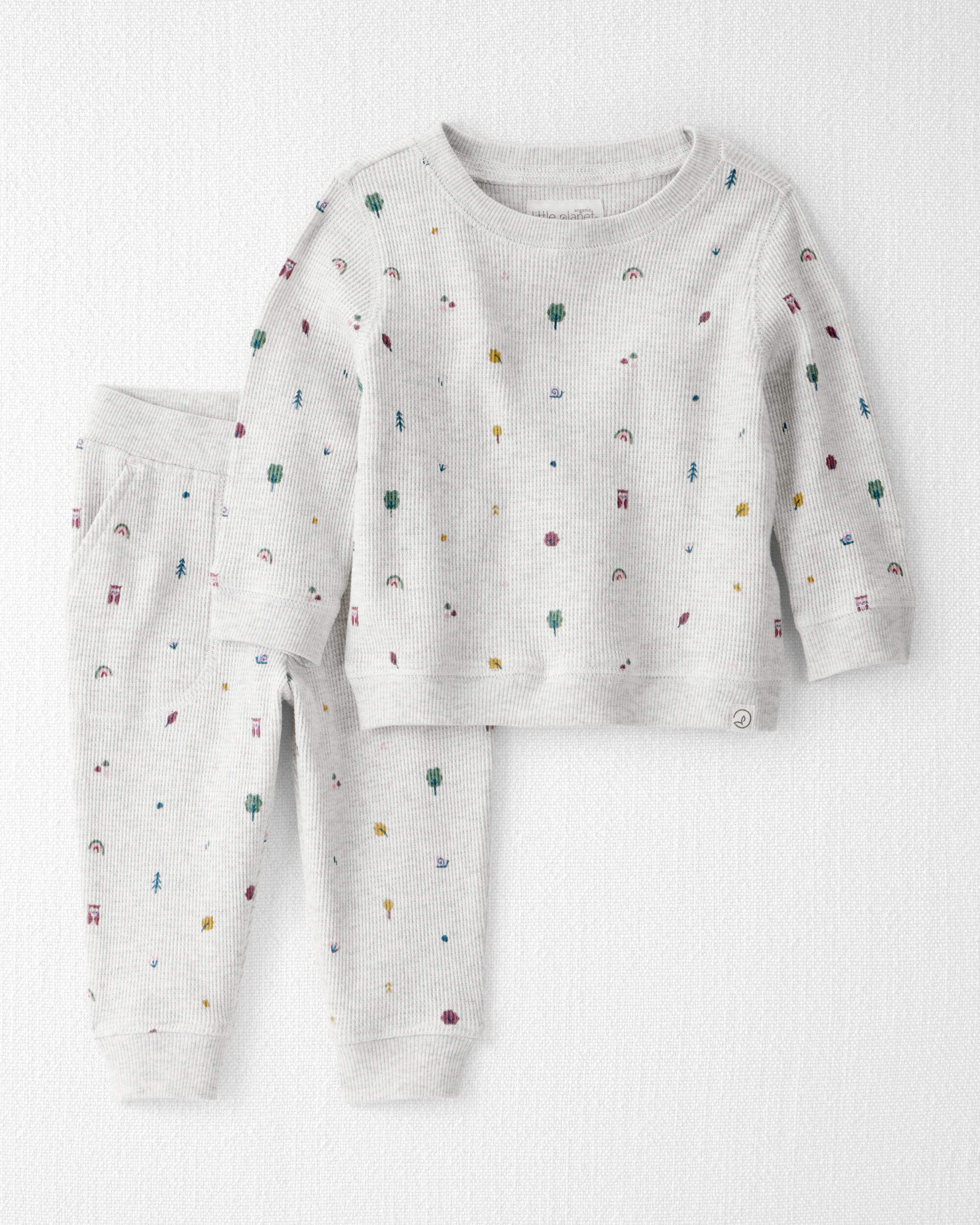 Baby 2-Piece Organic Cotton Waffle Knit Set Nature Icon Print